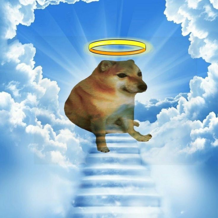 Cheems ascending to heaven